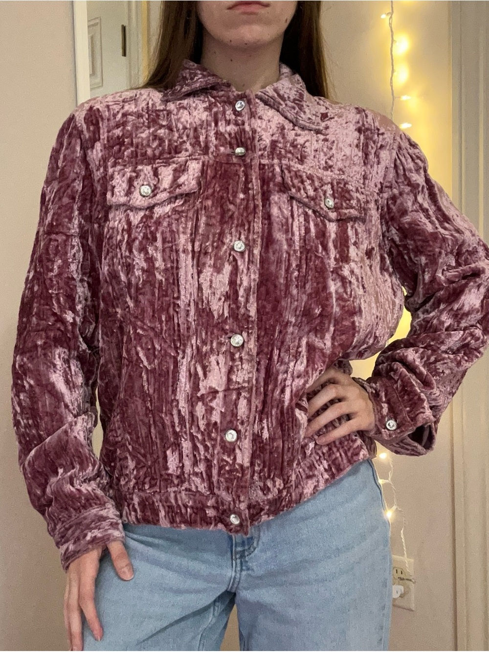 Vintage Purple Velvet Button Up Jacket